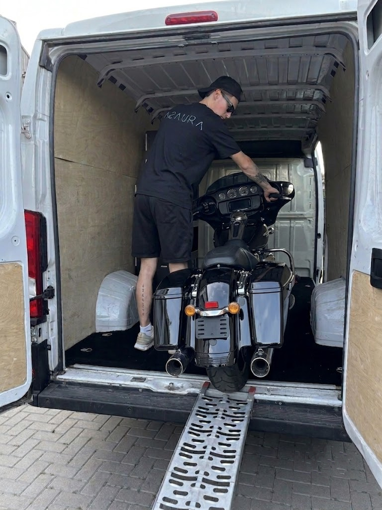 Harley-Davidson secured inside the ASAURA van